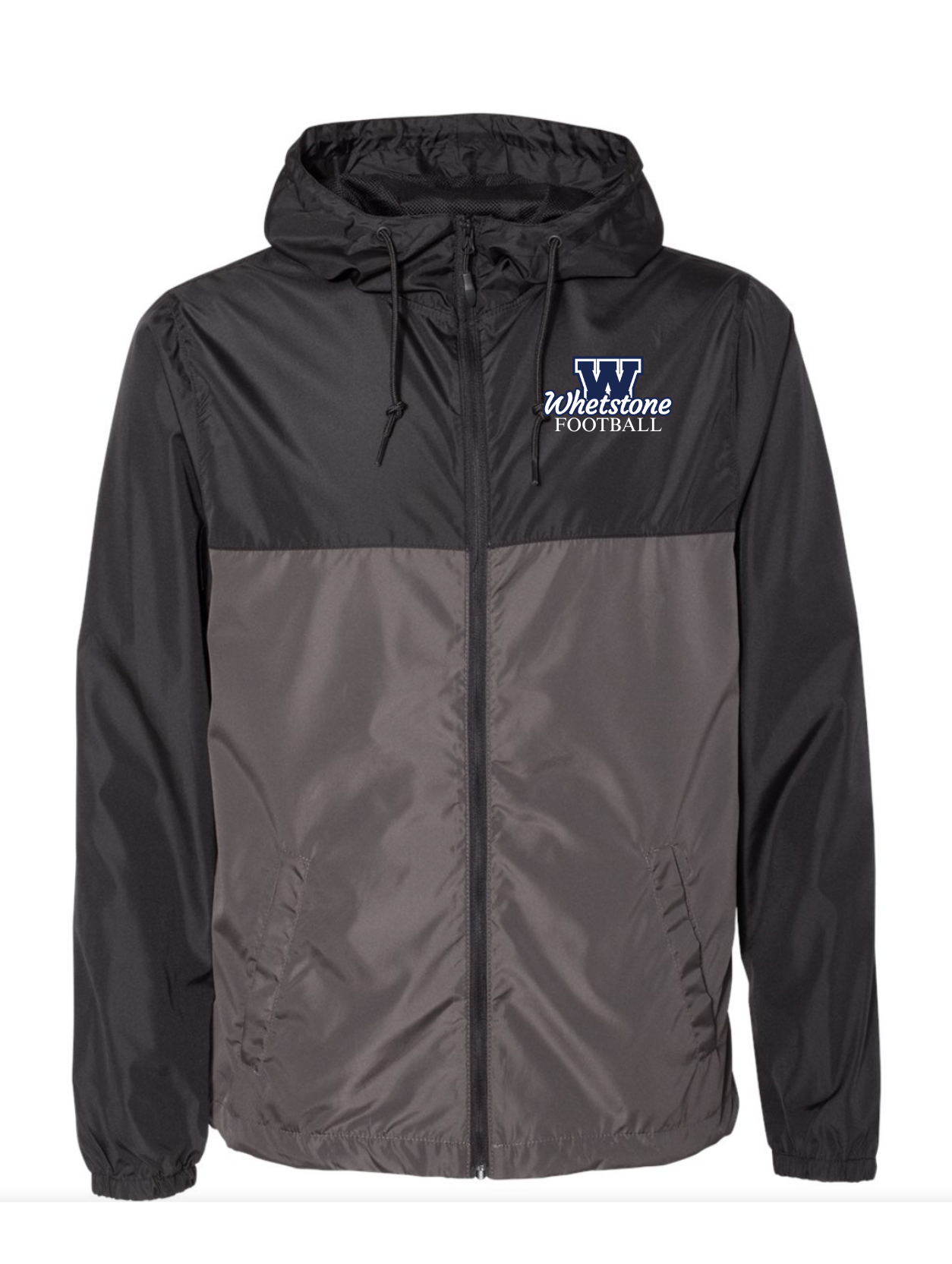 Whetstone Football Lightweight Windbreaker Jacket – Black/Grey